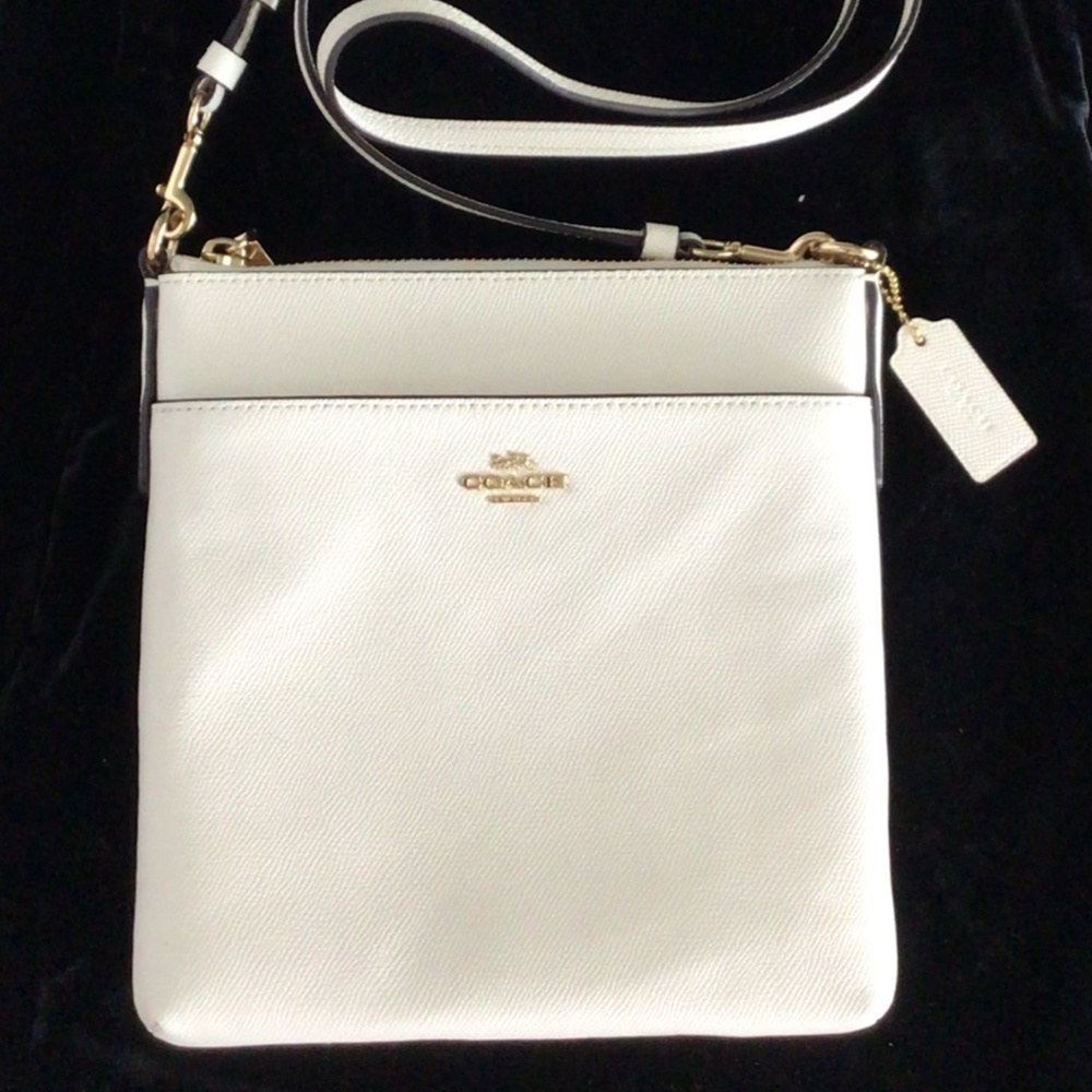 Coach  Leather Crossbody Bag In Gold/Chalk